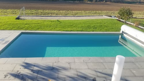 Vue depuis la chambre sur la piscine - Les mésanges de l'Ill - Alsace