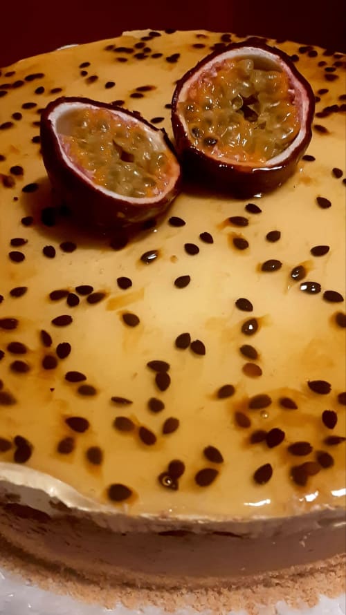 Cheesecake au chocolat et fruits de la passion, by Fabrice RAMOS partenaire Casa Claudina