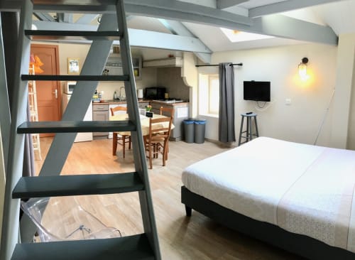 Gîte Les Vignes - uitzicht onder de hoogslaper
