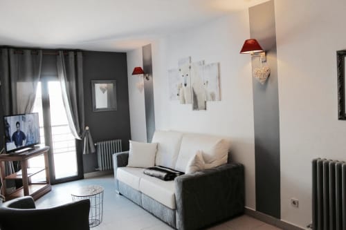Canapé, Salon moderne, blanc, tv
