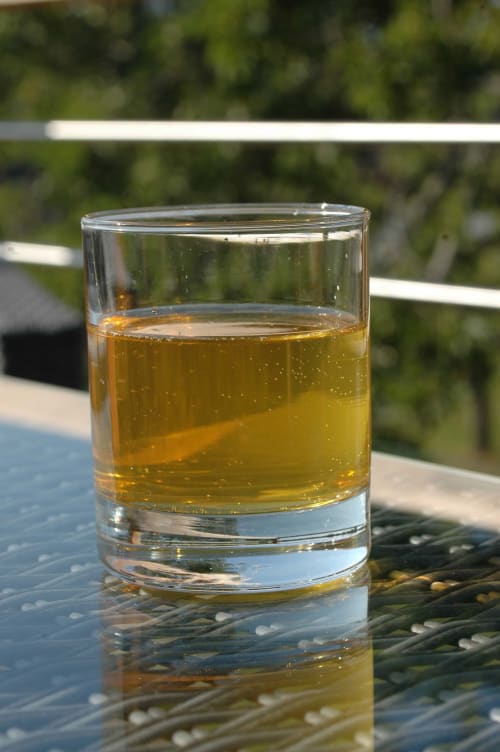 Un bon verre de cidre sur la terrasse de la Clozette