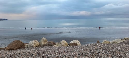 Der Strand von Saint Jouin Bruneval, 5 km von den Unterkünften La Clozette und la Moussette entfernt.