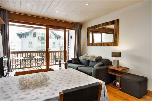 Salon vue montagne appartement Morgane à Chamonix centre ville