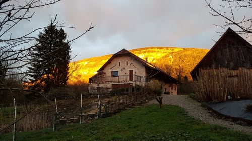 coucher soleil montagne, les grands champs