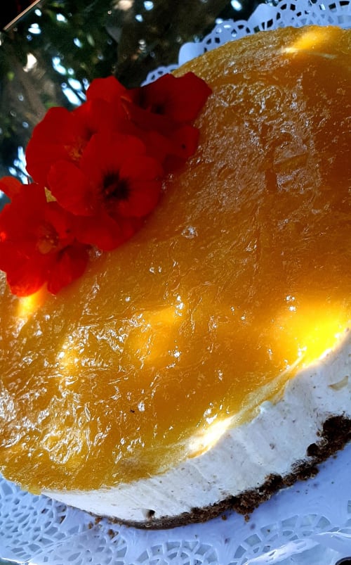 Délicieux Cheesecake aux mangues vegan, by Fabrice RAMOS partenaire Casa Claudina