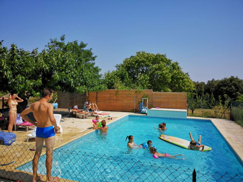 The swimming pool to cool off