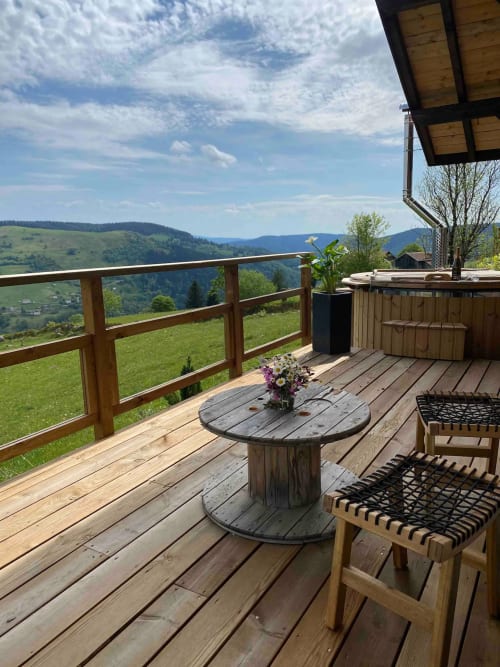 terrasse et balcon - chalet le nordic - chalet à la bresse