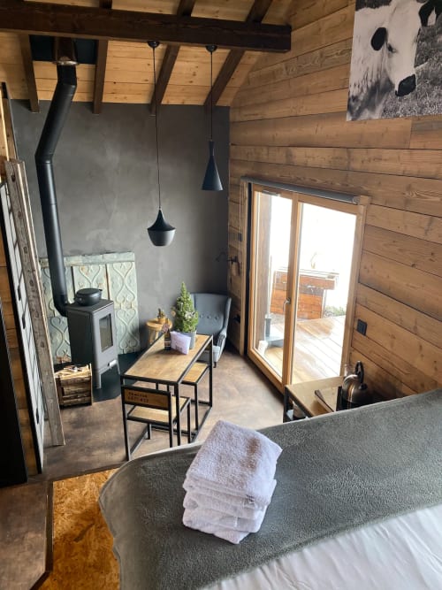 chalet en bois - location à la bresse - terrasse et balcon
