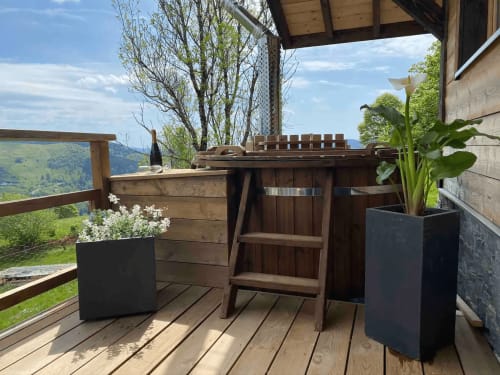 bain nordique privé - chalet en bois - champagne - location de cabane