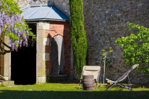 Stadstuin, rust, ligstoelen, zon, zen, genieten, ruimte, weekend