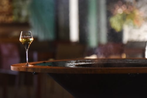 verre de vin - terrasse la demalerie - vacances dans la loire