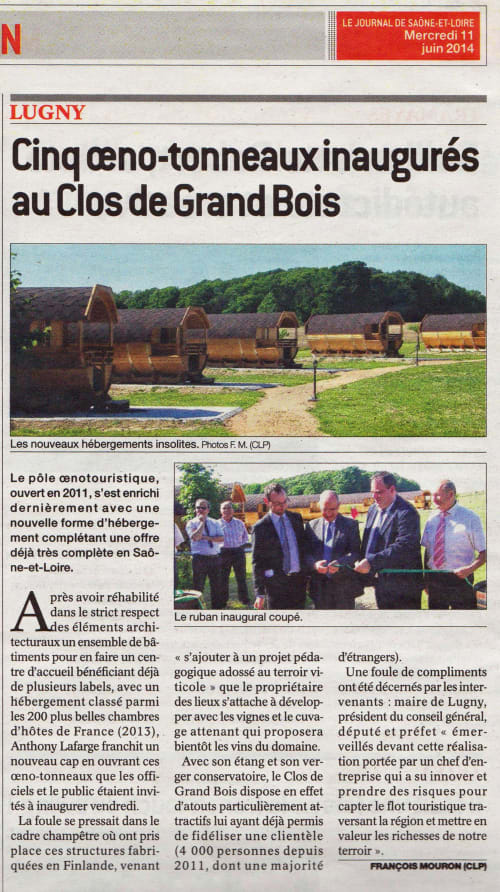 Chambres d'hôtes en Bourgogne Franche-Comté | Lugny | Hébergement mâconnais | Domaine Joseph LAFARGE | Oeno-tonneaux