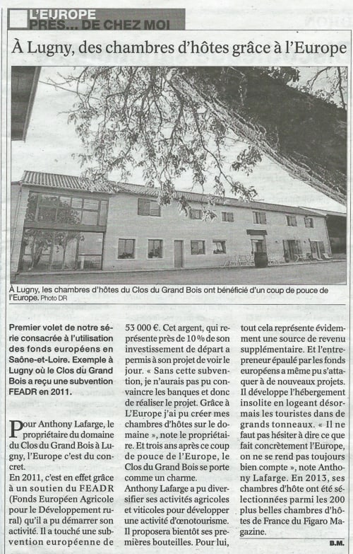 Chambres d'hôtes en Bourgogne Franche-Comté | Lugny | Hébergement mâconnais | Domaine Joseph LAFARGE