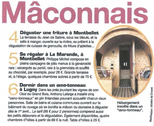 Chambres d'hôtes en Bourgogne Franche-Comté | Lugny | Hébergement mâconnais | Domaine Joseph LAFARGE | Oeno-tonneaux