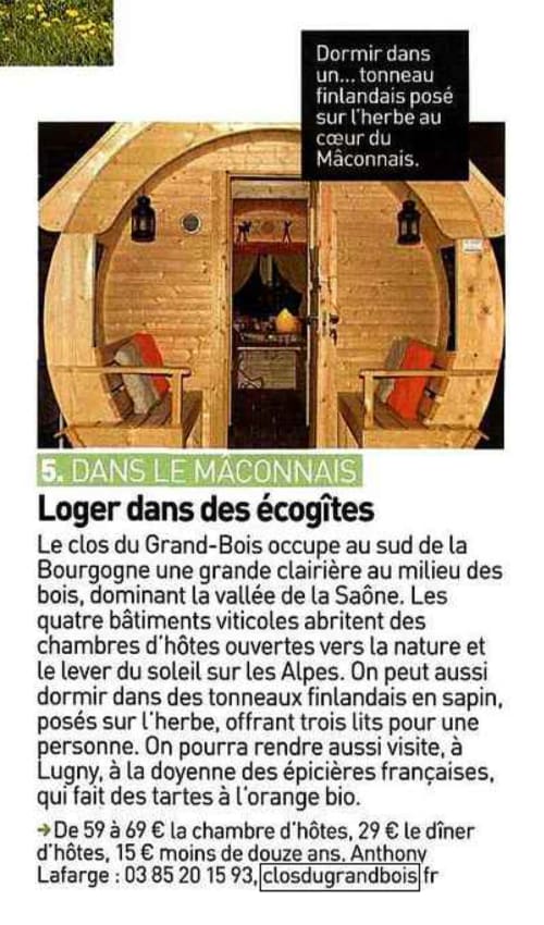 Chambres d'hôtes en Bourgogne Franche-Comté | Lugny | Hébergement mâconnais | Domaine Joseph LAFARGE | Oeno-tonneaux