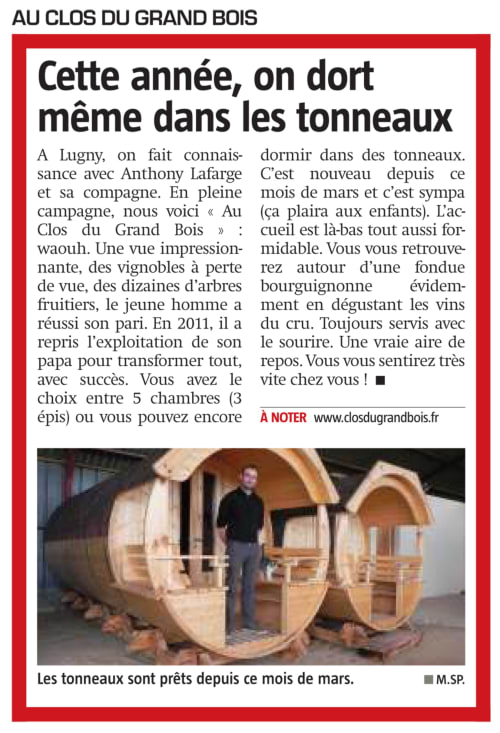 Chambres d'hôtes en Bourgogne Franche-Comté | Lugny | Hébergement mâconnais | Domaine Joseph LAFARGE | Oeno-tonneaux