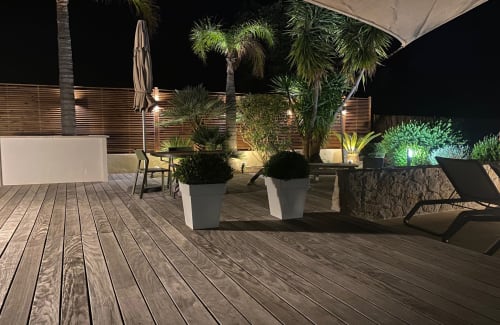 Vue nocturne terrasse, villa Limone, la maison d'hôtes de Calenzana
