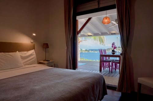 chambre double avec vue sur la mer des Caraïbes 