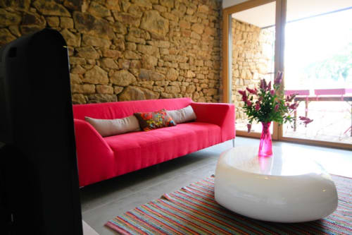 salon décoration - canapé rose - La Ferm'h