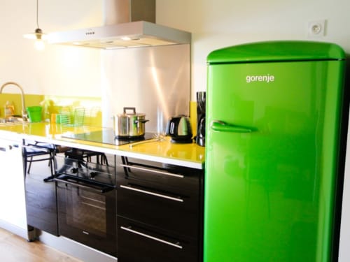 frigo vert - cuisine design - inspiration cuisine 
