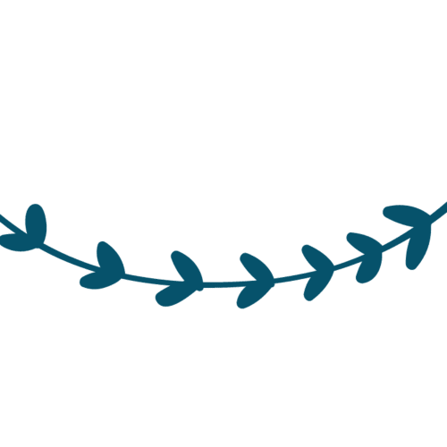 Decorative teal vine with leaves, elegant botanical design for French Riviera House Menton