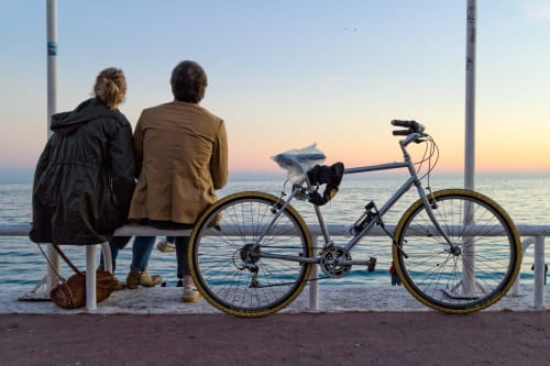 Walking on the Promenade des Anglais in Nice by the Mediterranean