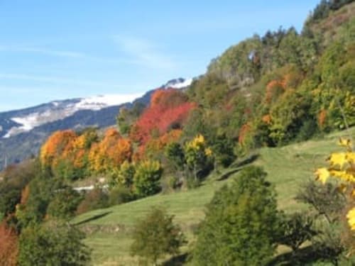 Autumn mountain landscape with colorful fall foliage near La Maison De L'Épine in Aime la Plagne