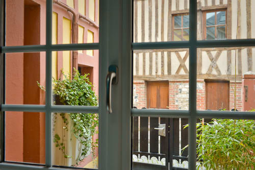 View from the kitchen window, The house of Pierre and Valérie, Sainte-Catherine, Honfleur.