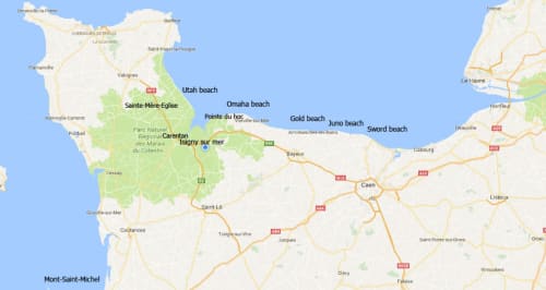 Locate all the D-Day beaches in Normandy
