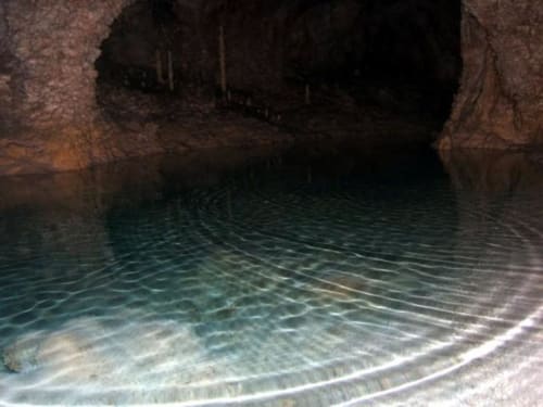 Crystal clear turquoise water in seaside cave at Casa Vacanze Del Golfo, Castellammare del Golfo Sicily