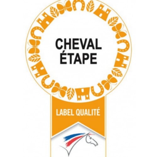 Badge de label qualité Cheval Étape avec emblème équestre du Domaine Des Bois Argentés à Pruniers-en-Sologne