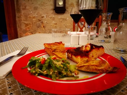 Fine dining plate with seared fish and salad at Aux Prés Du Berry bed and breakfast in Chavin, France