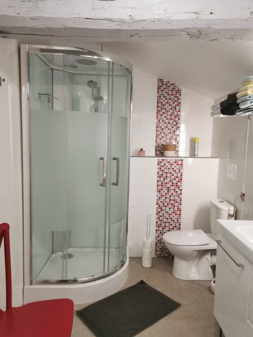 salle de bain avec douche - Maison d'hôtes - La Longère de Mina à La Petite Boissière en Nouvelle Aquitaine