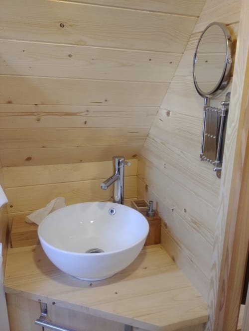 Bathroom space, the magic cabin, unusual accommodation, Jalhay, Belgium.