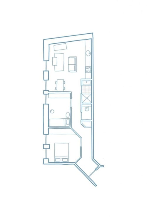 Le plan de la suite 35 au centre-ville de Nancy