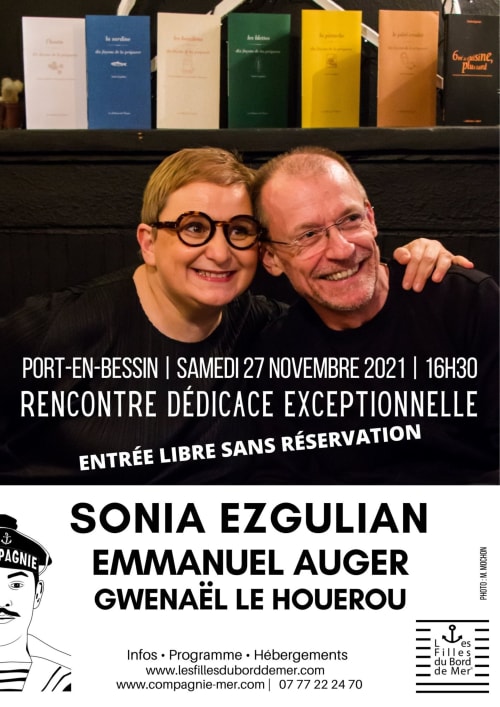 Sonia Ezgulian et Emmanuel Auger à la séance de signature des Filles du Bord de Mer, Port-en-Bessin