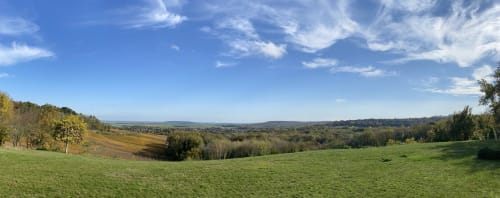 Vue sur les paysages d'Hermonville, séjour en Champagne, France. 