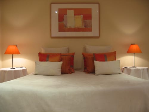 Lit double, chambre d'hôtes, Domaine des Grattières. 