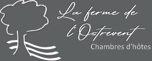 Logo de La ferme de l'Ostrevent Chambres d'hôtes avec design arbre et blé, gîte Estrées France