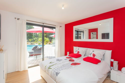 chambre double vue piscine - Maison d'hôte avec piscine Medoc - Dune et Coquelicot - Gaillan en Medoc