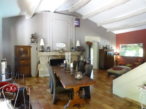 Intérieur, salon salle à manger, Mas d'Ange en provence, Luberon.