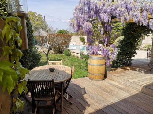 Piscine, salon de jardin extérieur, hébergement, Mas d'Ange en provence, Luberon.