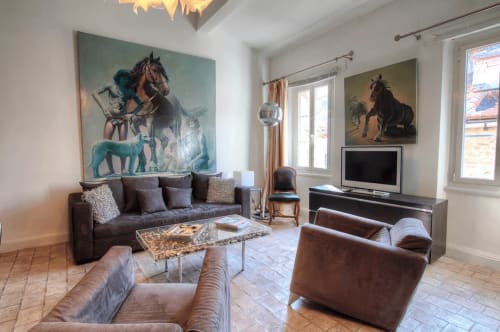 Les Remparts Antibes - location saisonniere appartement vue mer Antibes -  Duplex Salon