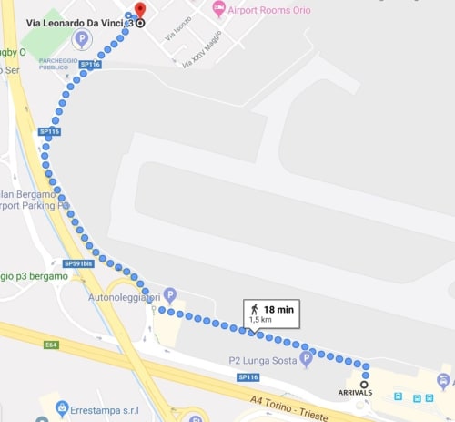 Percorso Aeroporto-Guesthouse AirportStop