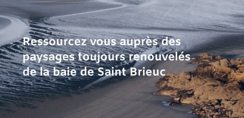 Paysage côtier de la baie de Saint-Brieuc avec rivages rocheux et motifs de marées près de Jugon-les-Lacs