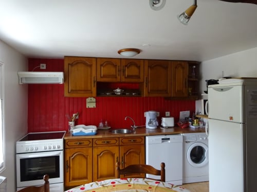 Cuisine, frigo, Le Ronsard, gîte, chaumières du chêne, Pouillé, 
Loir-et-Cher