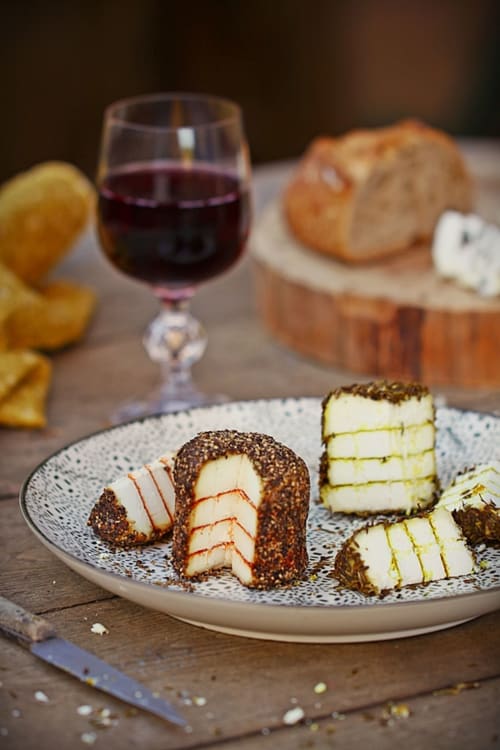 Gourmet desserts and red wine at Locmaria, Belle-Île-en-Mer - elegant French coastal dining