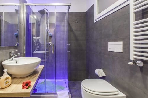 Camera San Pietro | B&B La Palma, Roma. Letto matrimoniale o doppio, singolo. Ideale per 3 persone. Servizi: doccia emozionale, climatizzazione, Wifi, scrivania, bagno privato, asciugamani, aria condizionata, TV, finestra, parcheggio, pet friendly.