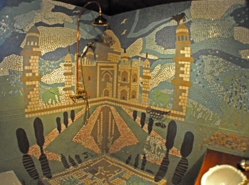 Salle de bain avec mosaique - Chambre double - L'indienne - Vallée de la Cèze - Le Mas de Cyjelac 