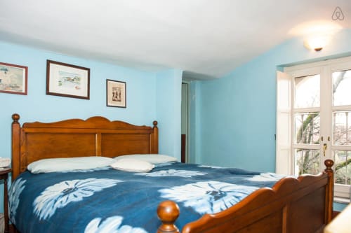 Villa Mirano B&B | Camera azzurra, alle porte di Torino. Offre Wifi gratuito, Tv schermo piatto, guardaroba, aria condizionata, asciugacapelli, bagno privato, doccia, lettore DVD, sala da pranzo, salotto, piscina all'aperto.